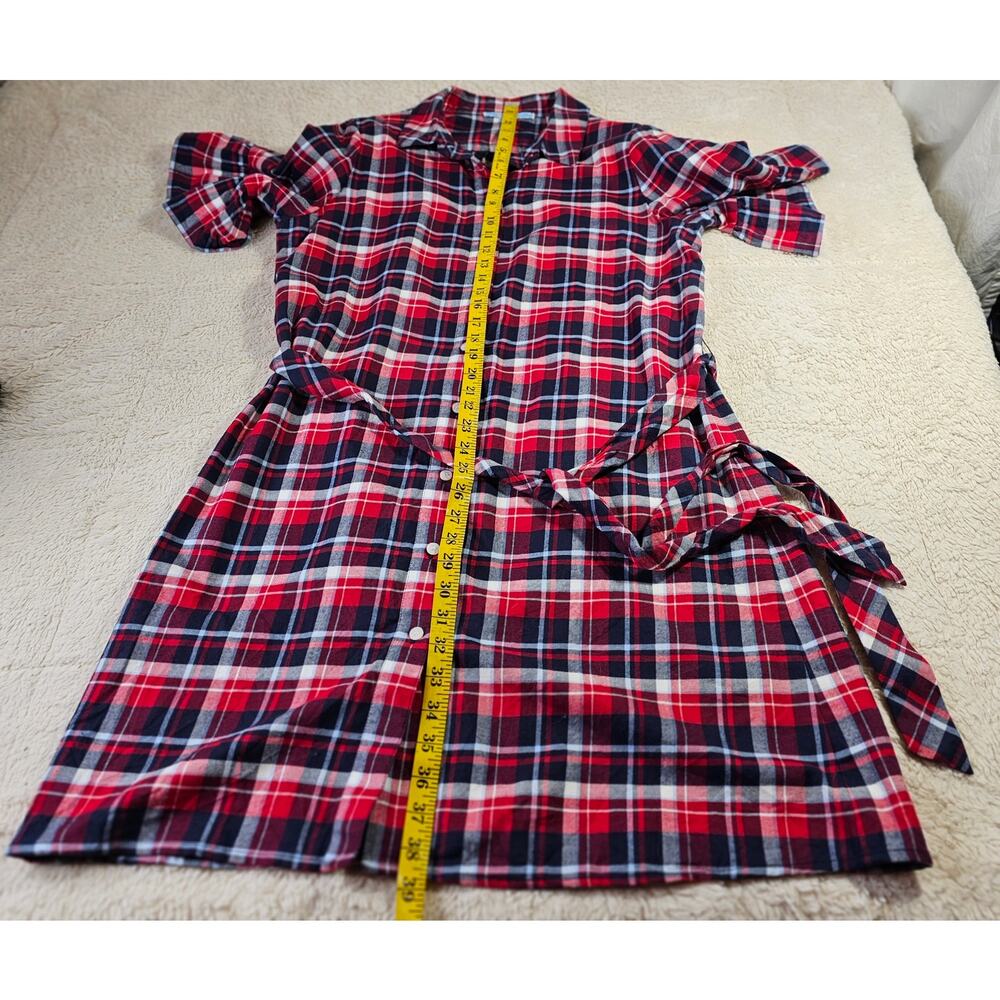 Draper James Sz14 Blue Red White Plaids Shirt Dress w belt. Artzy. Soft. Spring - Picture 4 of 11